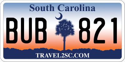 SC license plate BUB821