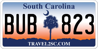 SC license plate BUB823