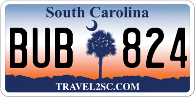 SC license plate BUB824