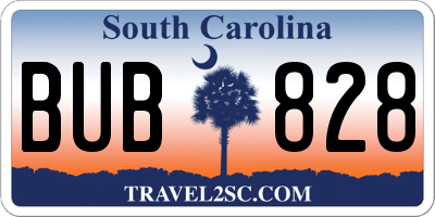 SC license plate BUB828