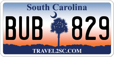 SC license plate BUB829