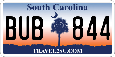 SC license plate BUB844