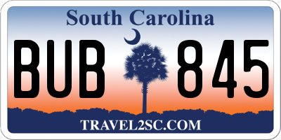 SC license plate BUB845