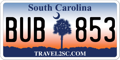 SC license plate BUB853