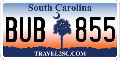 SC license plate BUB855