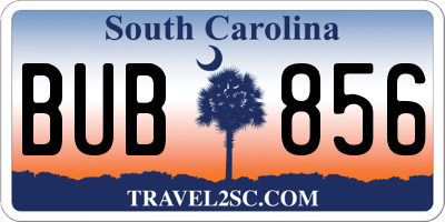 SC license plate BUB856