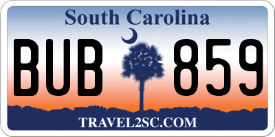 SC license plate BUB859