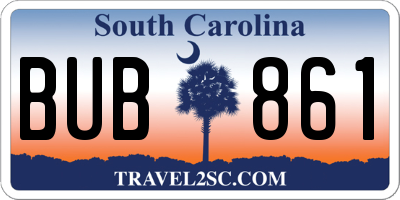 SC license plate BUB861
