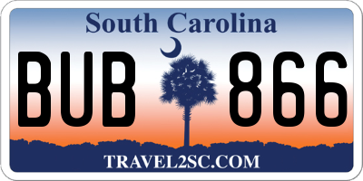 SC license plate BUB866