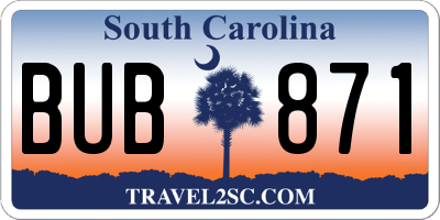 SC license plate BUB871