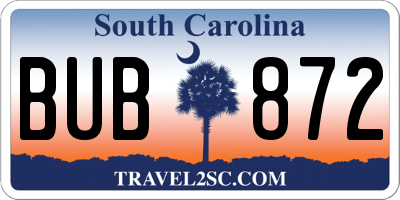 SC license plate BUB872