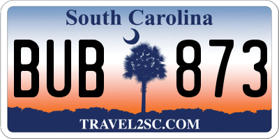 SC license plate BUB873