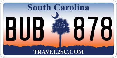 SC license plate BUB878