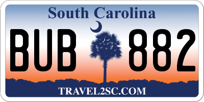 SC license plate BUB882