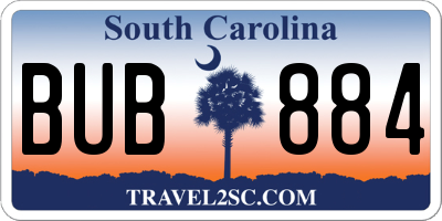 SC license plate BUB884