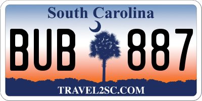 SC license plate BUB887