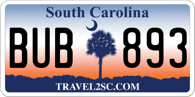 SC license plate BUB893