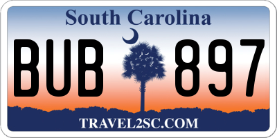 SC license plate BUB897