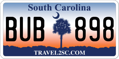 SC license plate BUB898