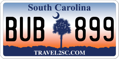 SC license plate BUB899