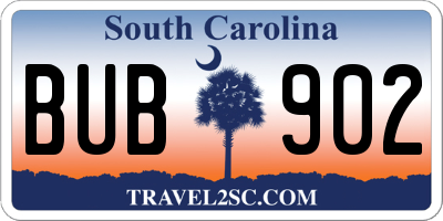 SC license plate BUB902