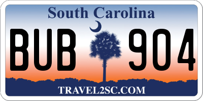 SC license plate BUB904