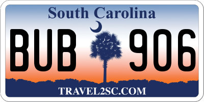 SC license plate BUB906