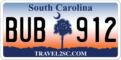 SC license plate BUB912
