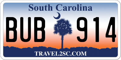 SC license plate BUB914