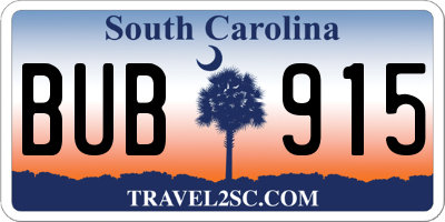SC license plate BUB915