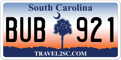 SC license plate BUB921