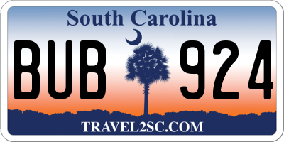 SC license plate BUB924