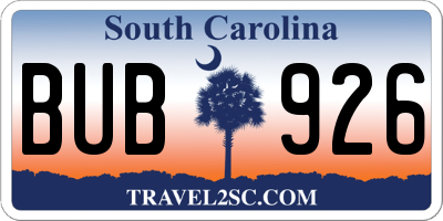SC license plate BUB926