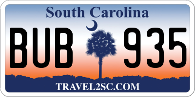 SC license plate BUB935