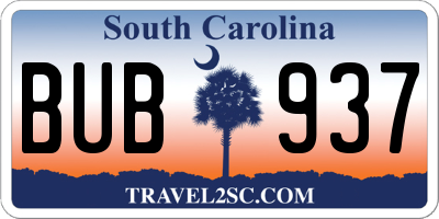 SC license plate BUB937