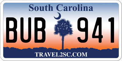SC license plate BUB941
