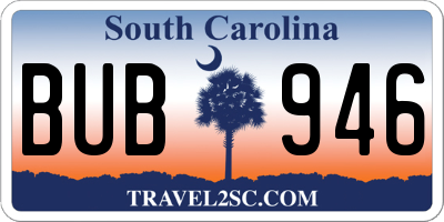 SC license plate BUB946
