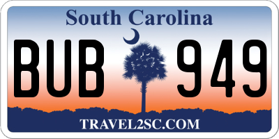 SC license plate BUB949