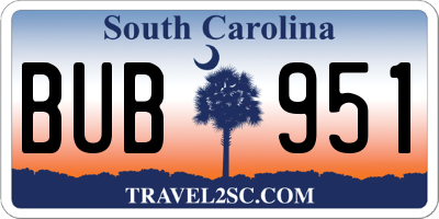 SC license plate BUB951
