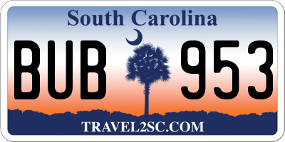 SC license plate BUB953
