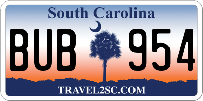SC license plate BUB954
