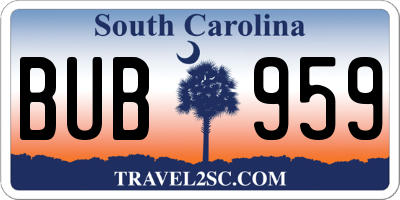 SC license plate BUB959