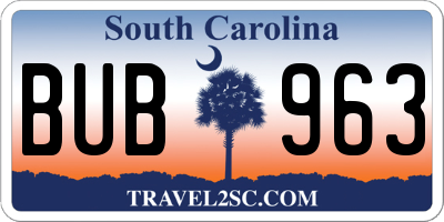 SC license plate BUB963
