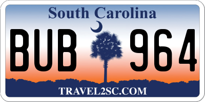 SC license plate BUB964