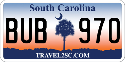 SC license plate BUB970
