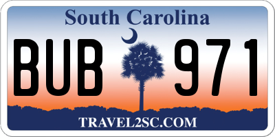 SC license plate BUB971