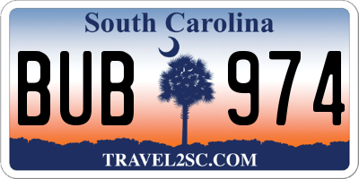 SC license plate BUB974