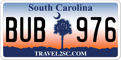 SC license plate BUB976
