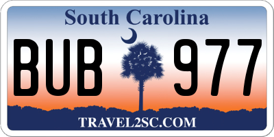 SC license plate BUB977