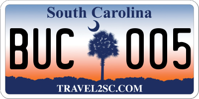 SC license plate BUC005